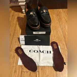 Coach Black Leather Loafers with Embellishments
